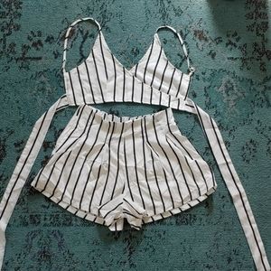 Black and white bralette top and shorts